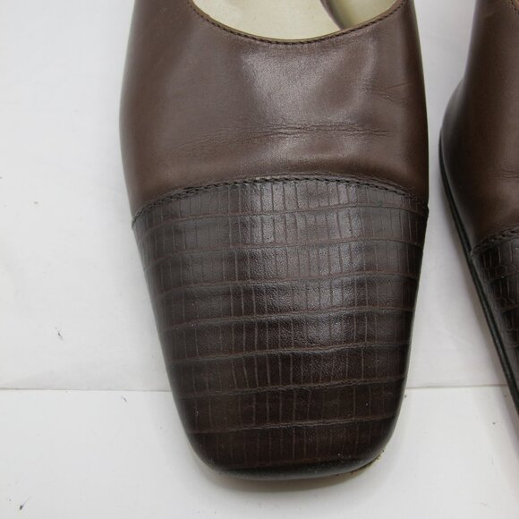 Talbot’s brown leather slide with crocodile-embossed toe 8.5N - Picture 2 of 6